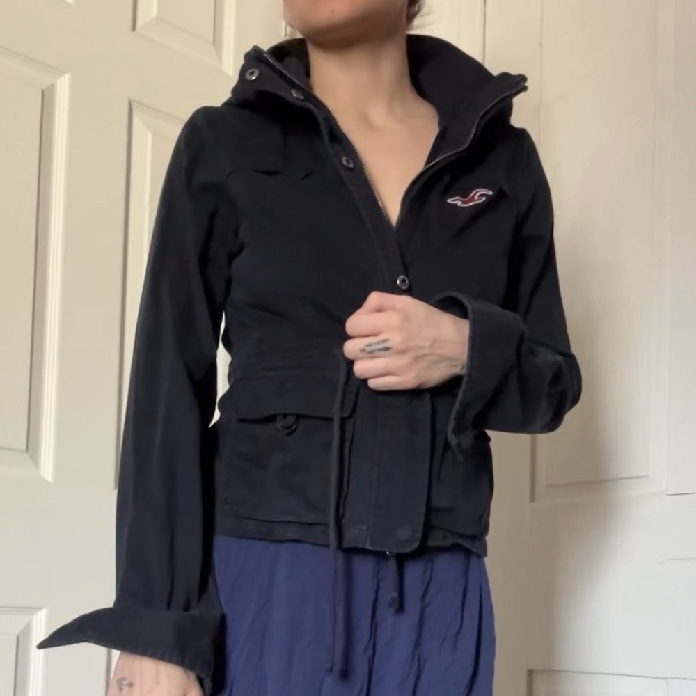 Hollister Navy Hooded Zip Jacket